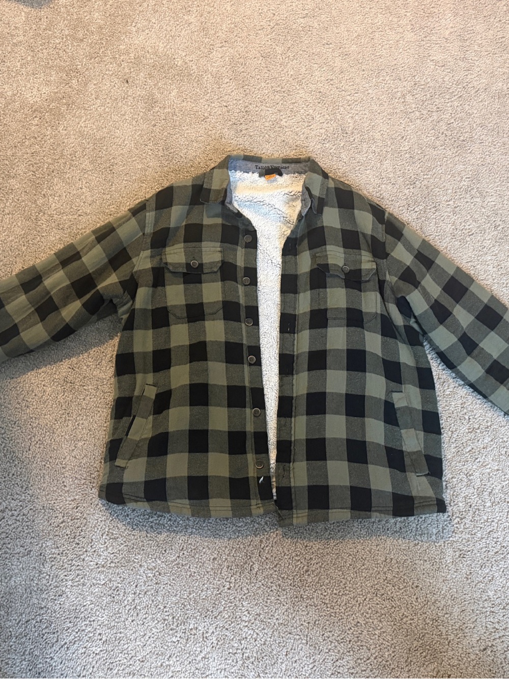 Green Plaid Sherpa-Lined Jacket